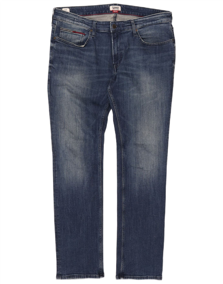 TOMMY HILFIGER Masculino Slim Jeans W38 L34 Azul Algodão