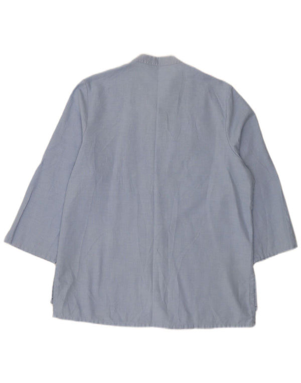 Blusa feminina Marks & Spencer manga 3/4 Reino Unido 12 poliéster azul médio