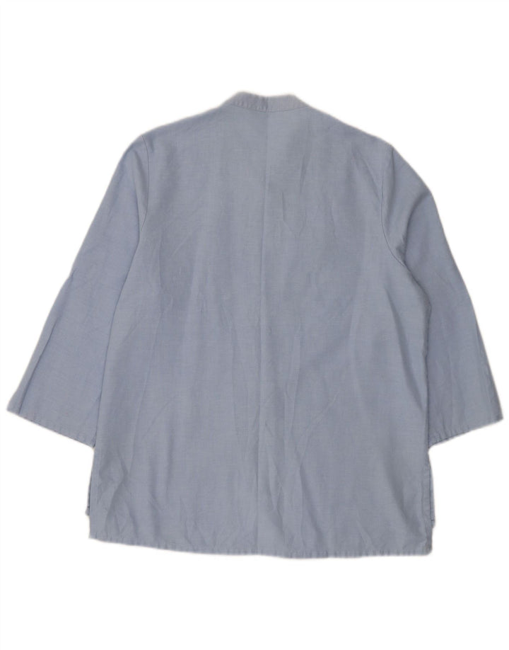 Blusa feminina Marks & Spencer manga 3/4 Reino Unido 12 poliéster azul médio
