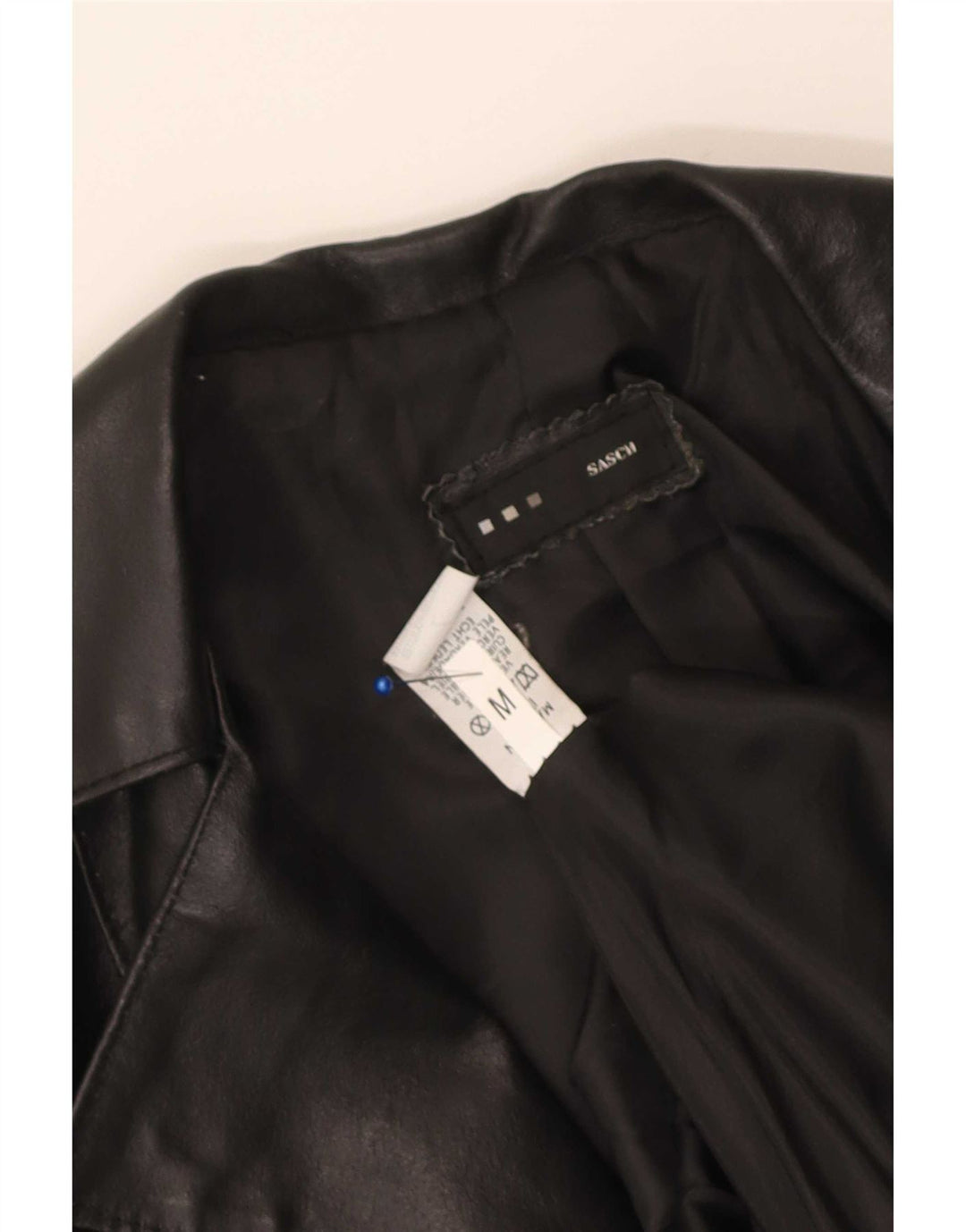 Casaco de couro feminino Sasch UK 12 médio preto