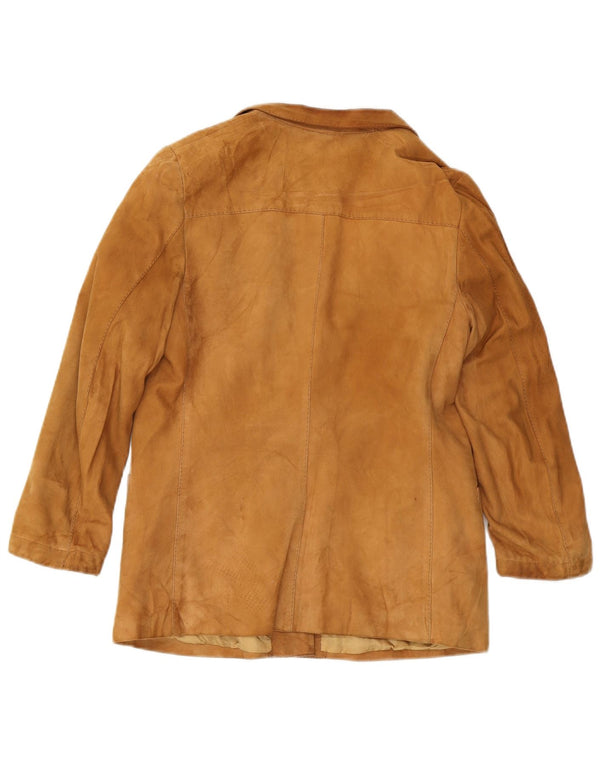 Jaqueta blazer feminina vintage de camurça com 2 botões Reino Unido 12 marrom médio