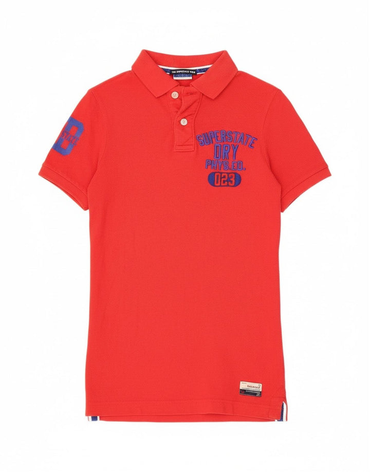 Superdry Mens Graphic Polo Shirt Pequeno Algodão Vermelho