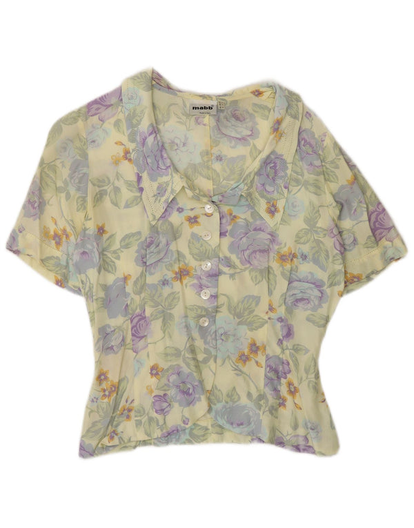 Blusa feminina de manga curta mabb UK 12 média floral multicolorida