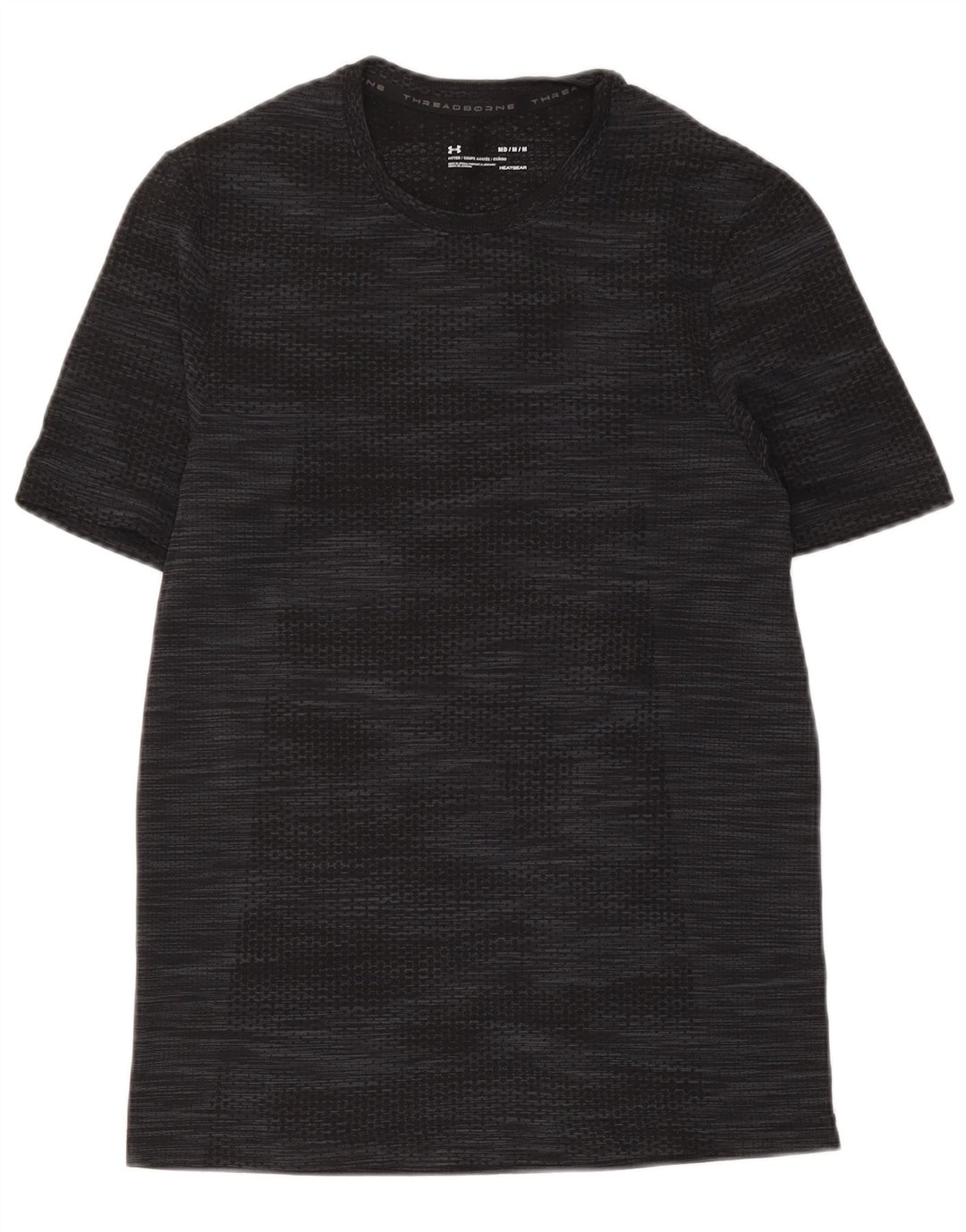 Camiseta masculina Under Armour Heat Gear Top médio preto manchado
