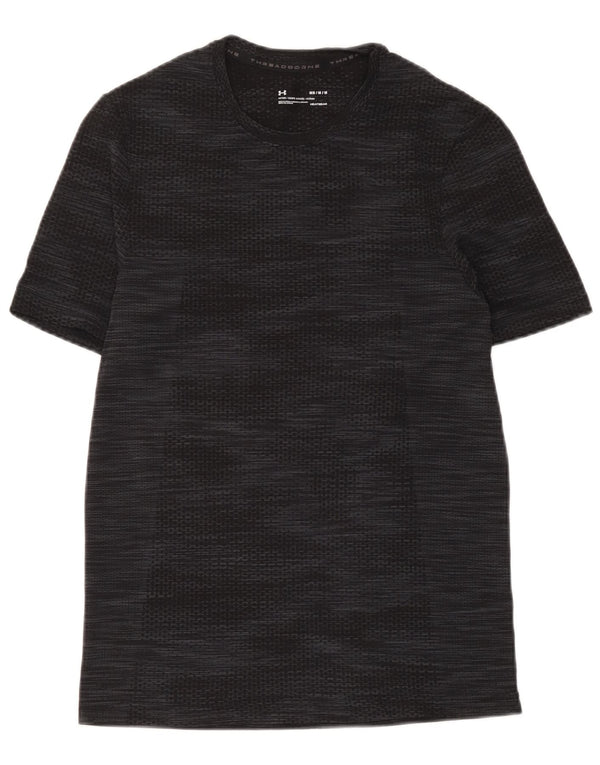 Camiseta masculina Under Armour Heat Gear Top médio preto manchado