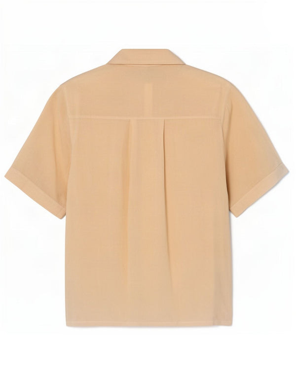 Blusa feminina vintage de manga curta UK 18 XL Bege