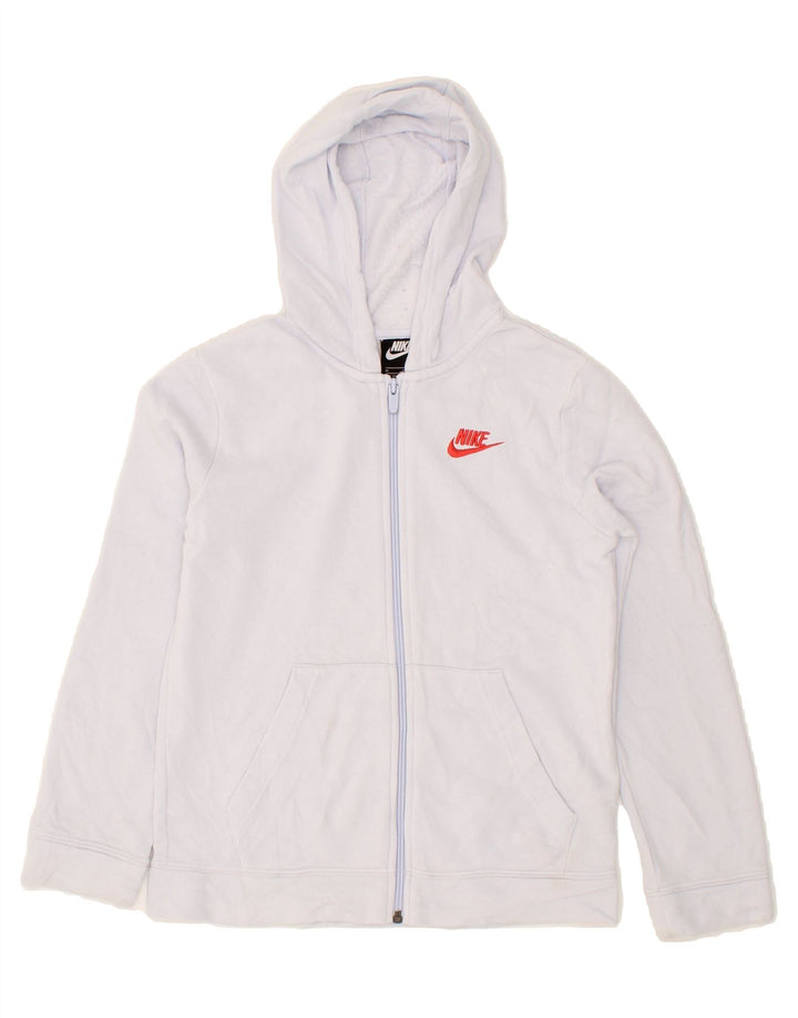 NIKE Boys Zip Hoodie Sweater 10-11 Years Medium Blue Cotton Vintage Nike and Second-Hand Nike from Messina Hembry 