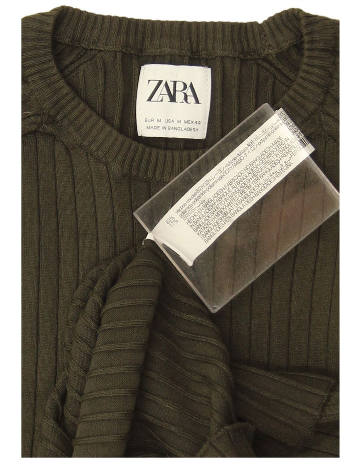 Zara Suéter masculino com gola redonda e viscose cáqui médio