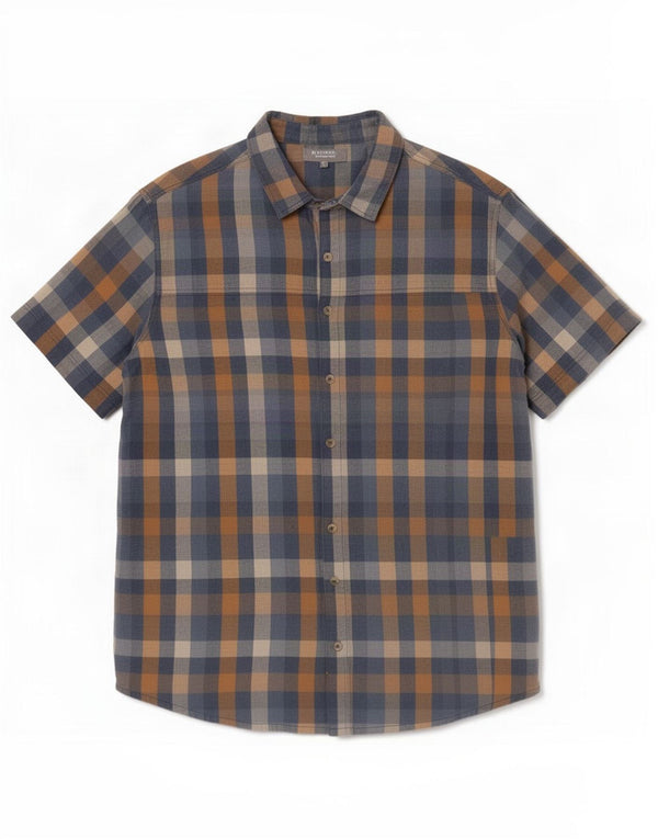 Camisa masculina Mountain Warehouse XL azul marinho xadrez algodão