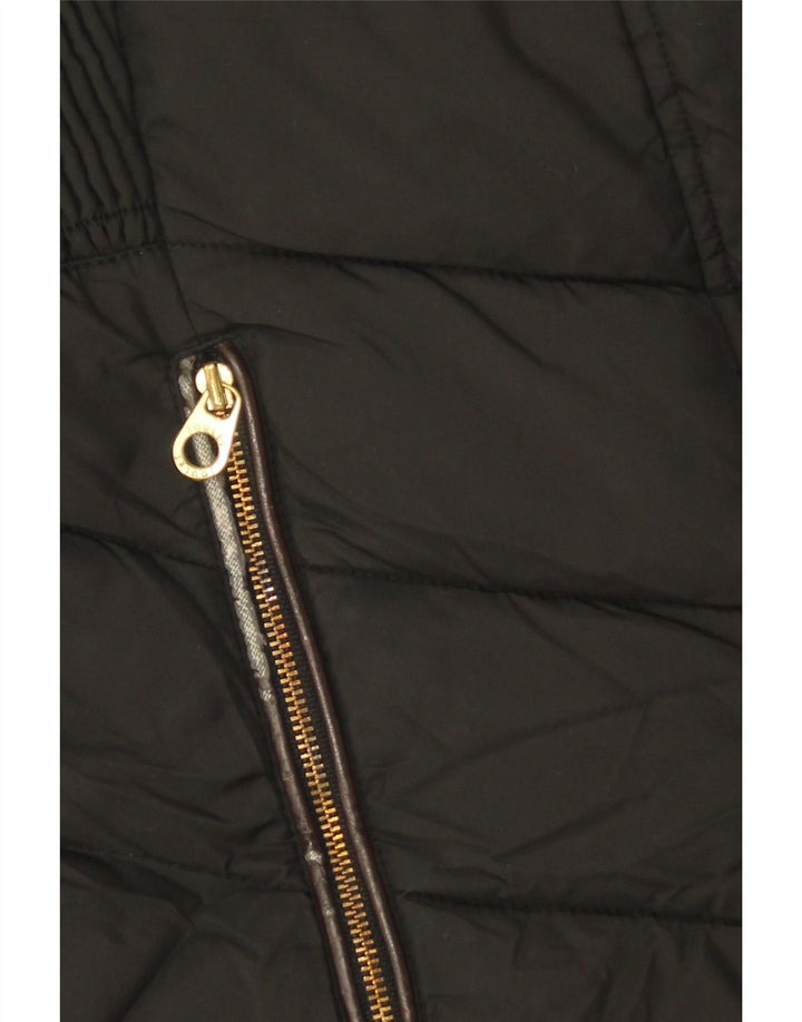 Casaco acolchoado com capuz feminino Joules UK 8 pequeno poliéster preto