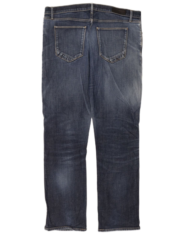 Marks & Spencer Masculino Autograph Straight Jeans W36 L33 Azul Marinho Algodão