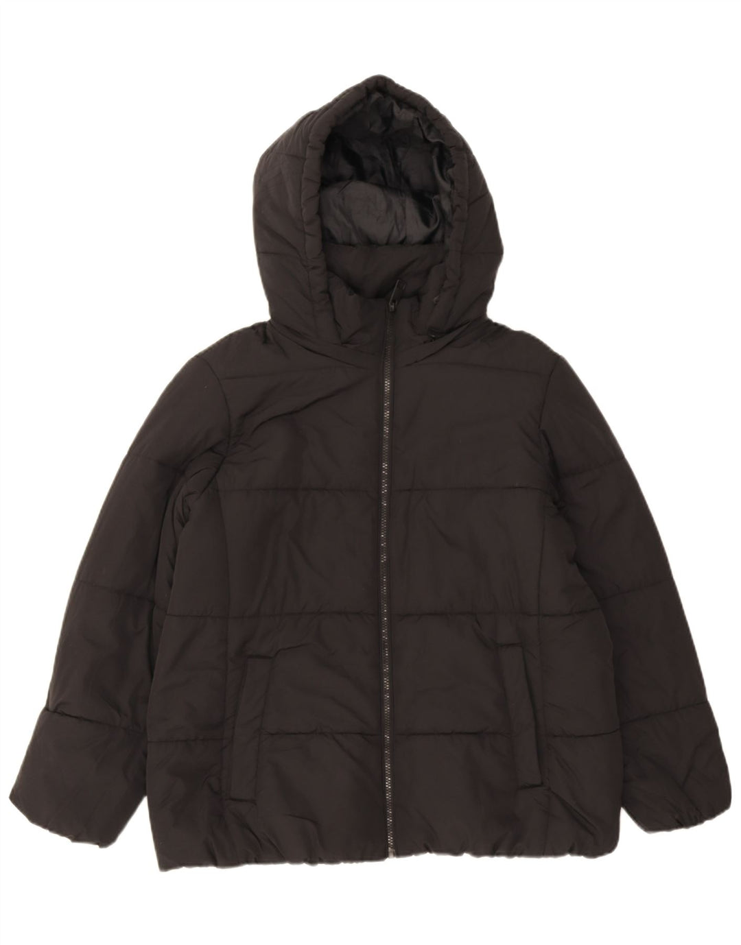 Jaqueta feminina acolchoada com capuz Marks & Spencer Reino Unido 16 grande poliéster preto