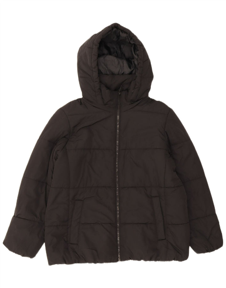 Jaqueta feminina acolchoada com capuz Marks & Spencer Reino Unido 16 grande poliéster preto