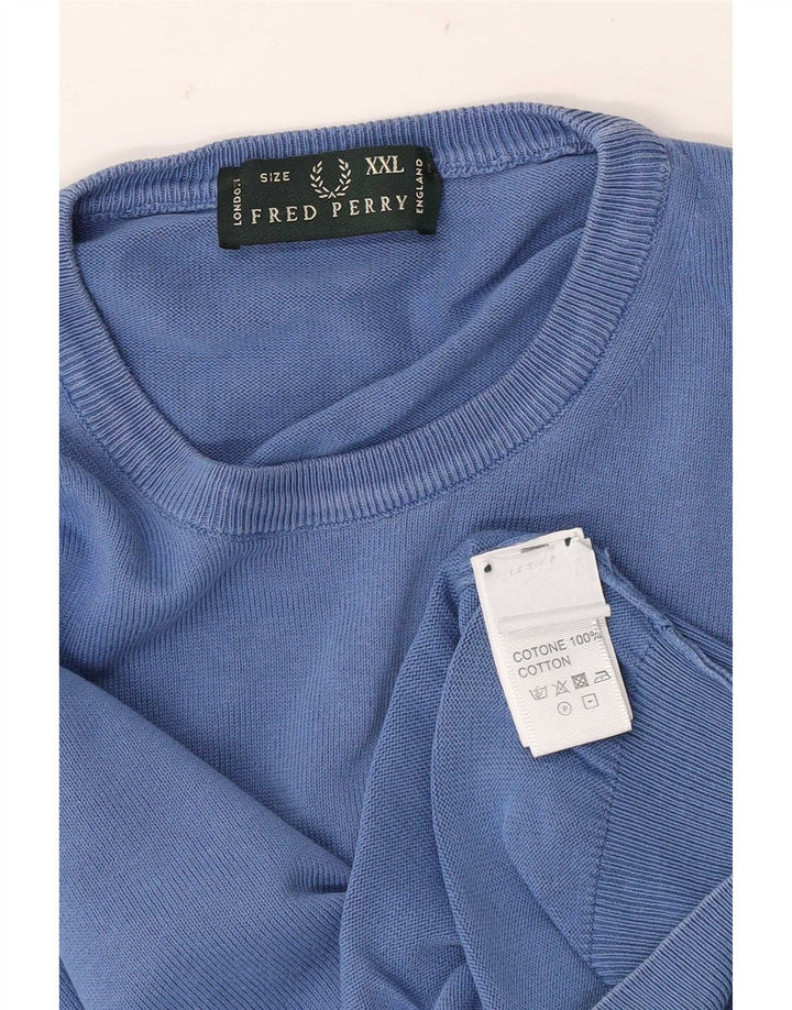 Fred Perry Suéter masculino com gola redonda 2XL algodão azul