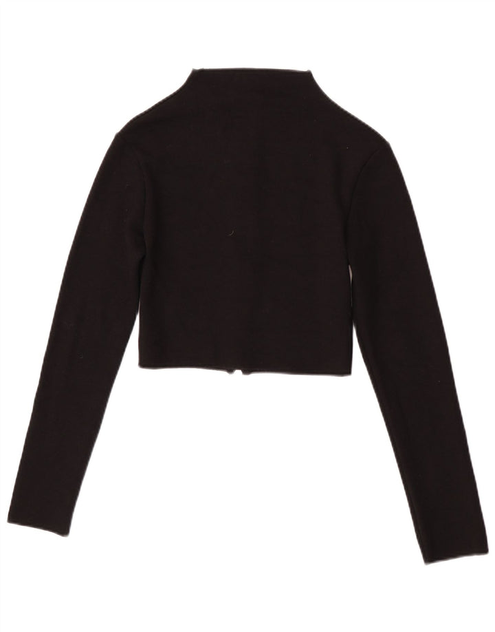 Zara Womens Crop Cardigan Top UK 12 Médio Preto Viscose