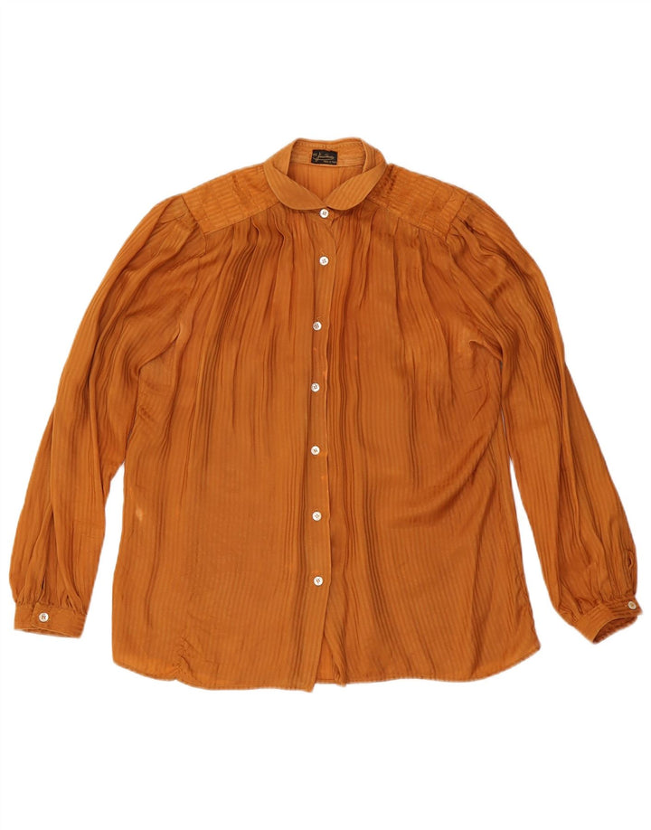 Blusa feminina vintage IT 46 grande listrada laranja