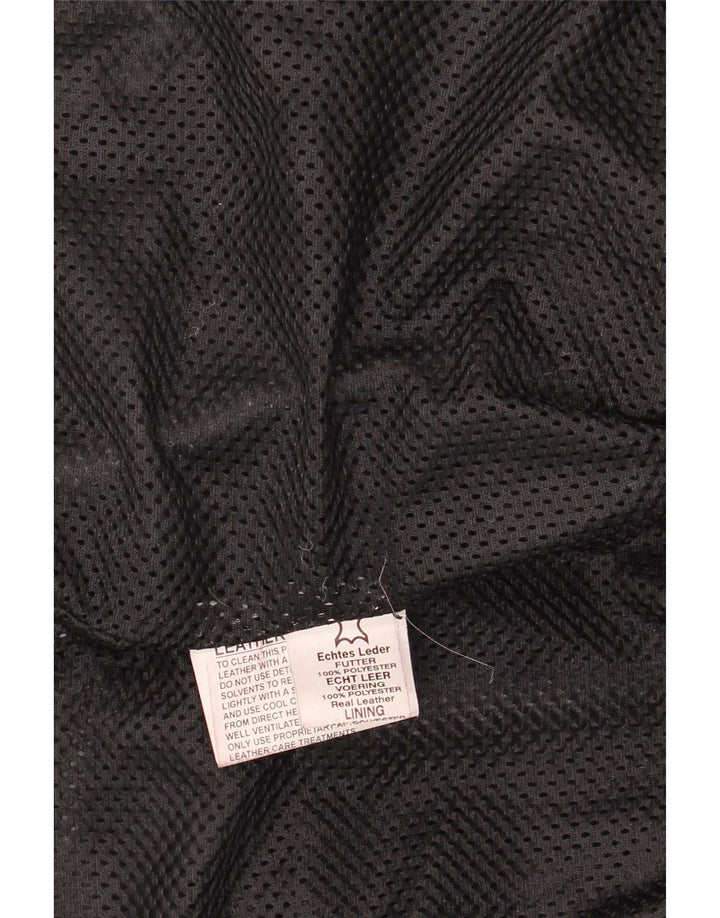Jaqueta de couro masculina vintage para motociclista UK 44 2XL preta