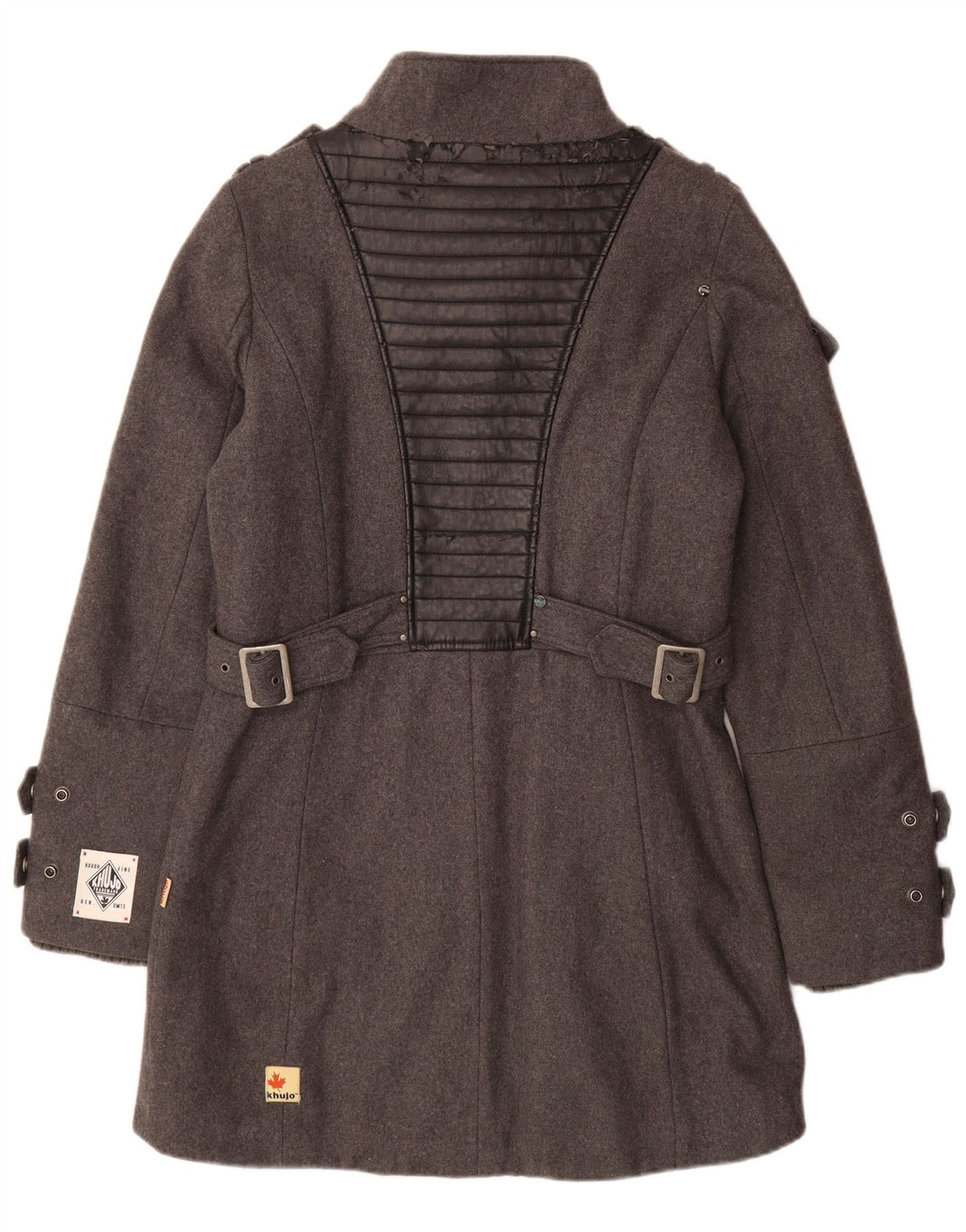 Sobretudo militar feminino KHUJO UK 16 grande lã cinza