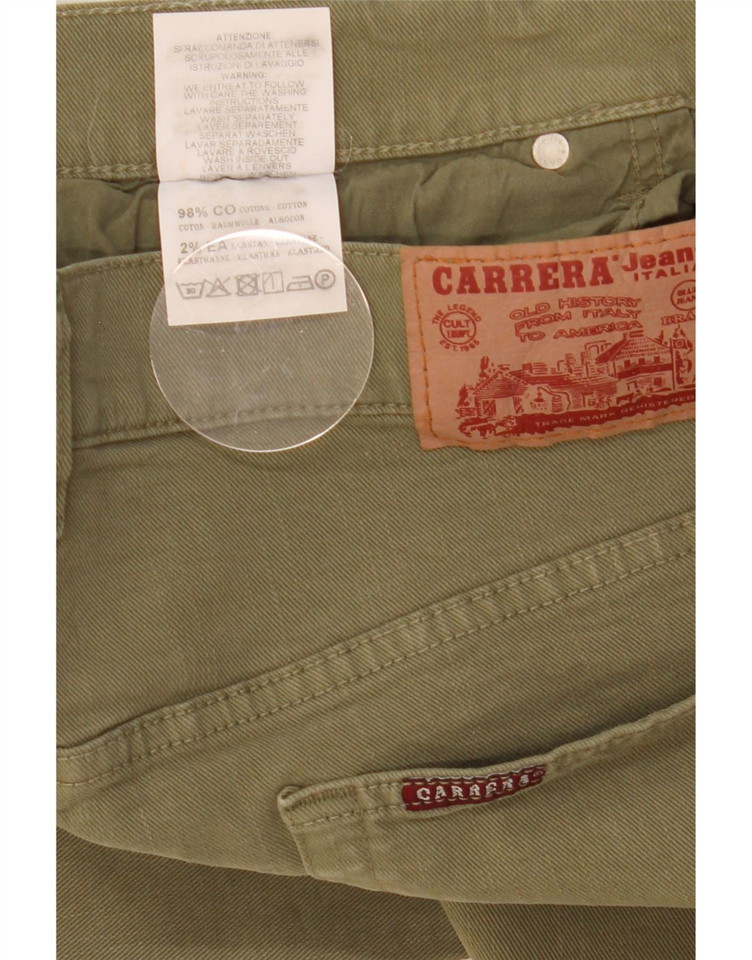 Carrera Mens Slim Jeans W34 L33 Verde Algodão