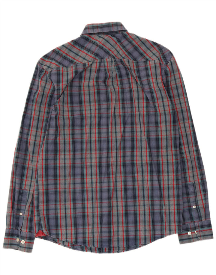Camisa masculina Penguin média xadrez multicolorida de algodão