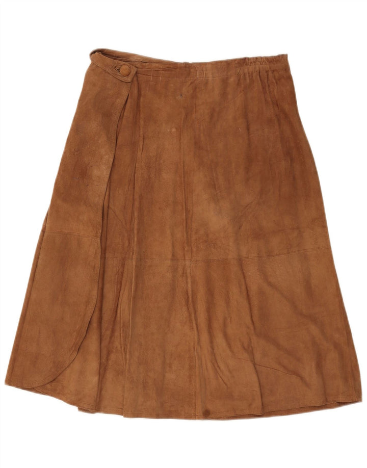 Saia feminina vintage de camurça W30 marrom médio