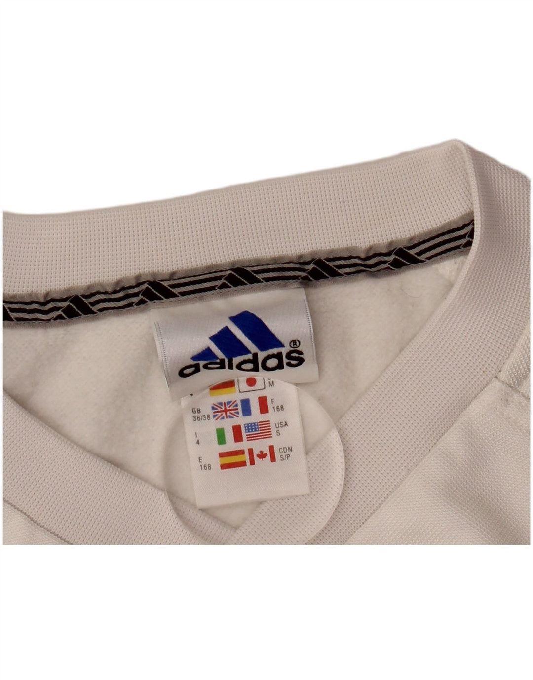 ADIDAS Mens Loose Fit Moletom Jumper UK 36/38 Pequeno Poliéster Branco