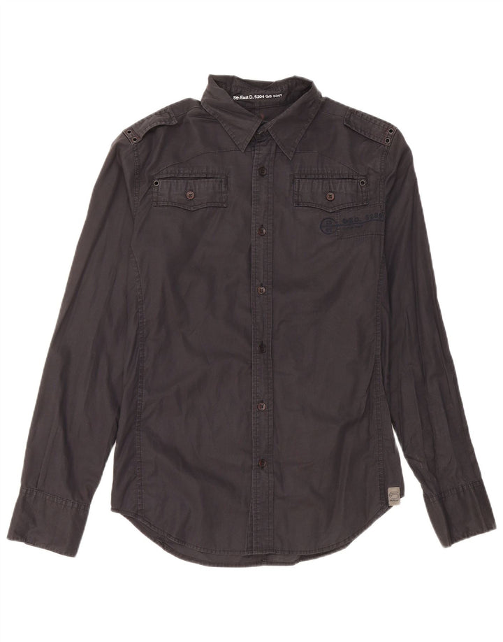 Camisa militar masculina G-Star pequena de algodão preto