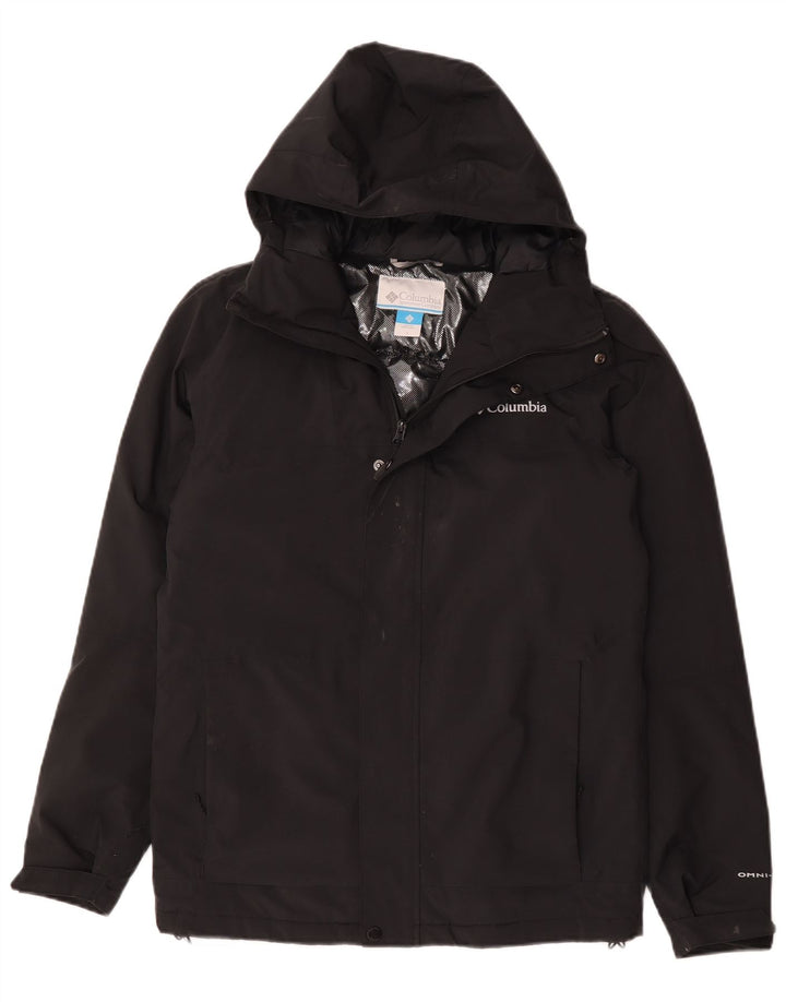 Jaqueta corta-vento masculina Columbia com capuz Reino Unido 36 poliéster preto pequeno