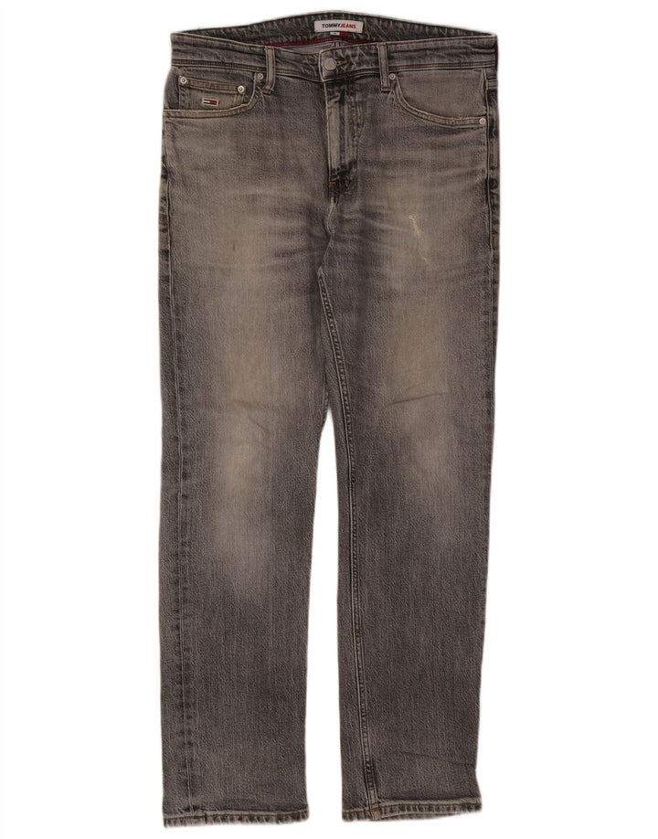 Tommy Hilfiger Masculino Slim Jeans W32 L30 Cinza Algodão