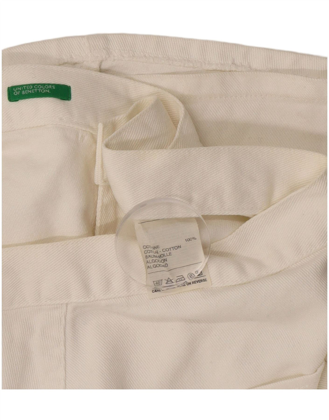 Saia jeans feminina Benetton A-Line IT 44 médio W30 algodão branco