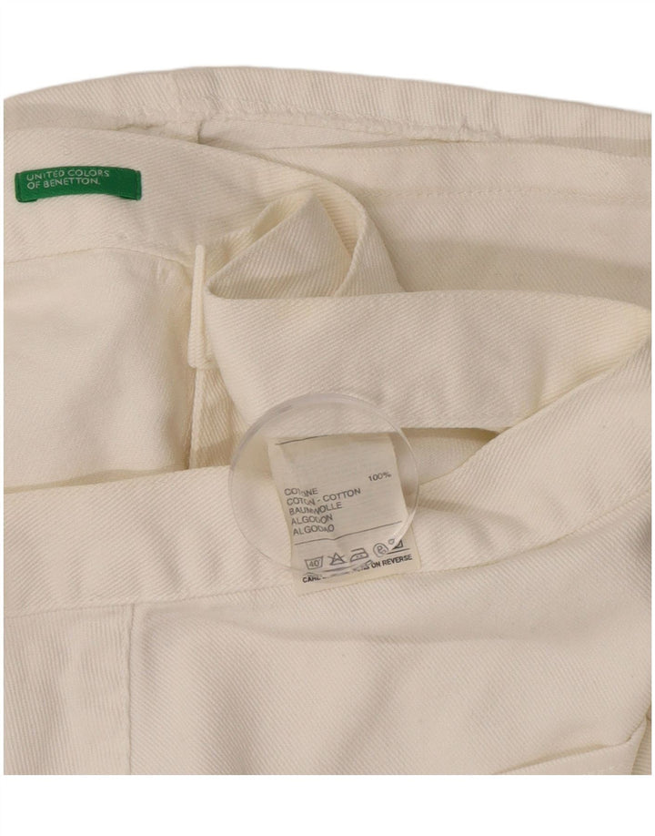 Saia jeans feminina Benetton A-Line IT 44 médio W30 algodão branco