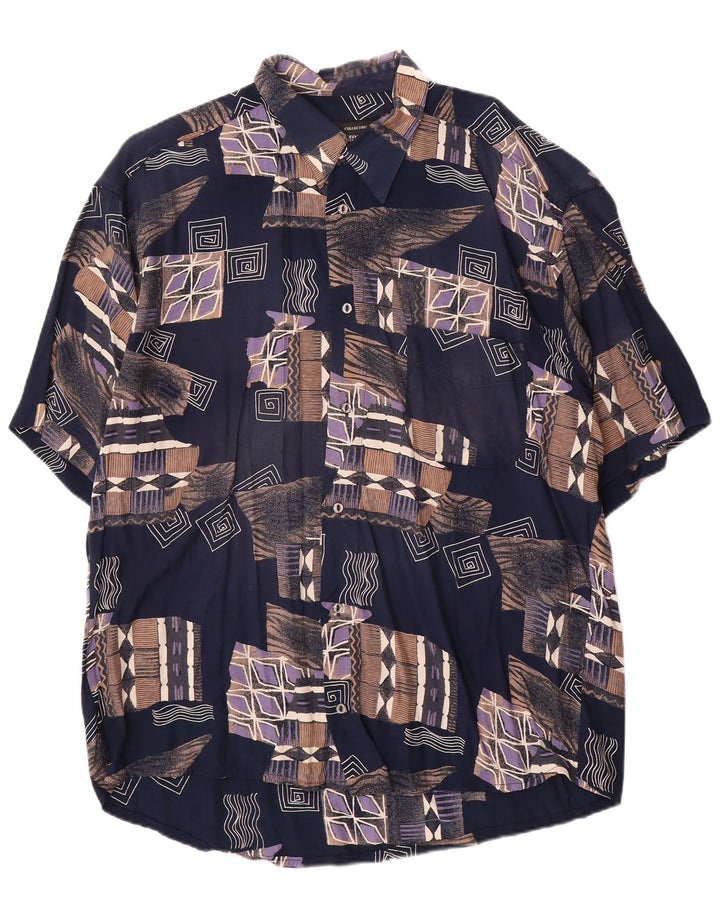 Camisa masculina de manga curta Tipo' S 2XL patchwork azul marinho