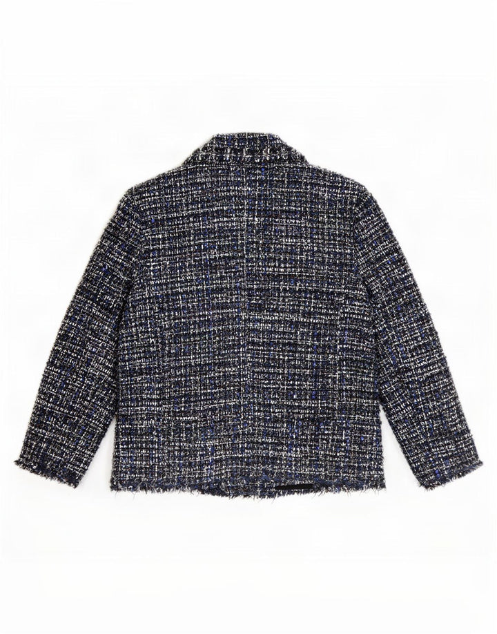 Jaqueta blazer feminina Zara com 4 botões Reino Unido 12 azul médio manchado