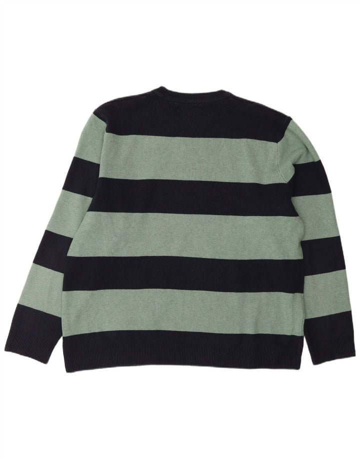 Suéter masculino Marks & Spencer com gola redonda XL listrado azul marinho