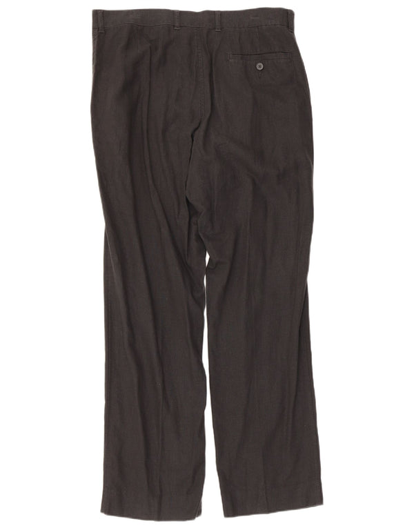 Calça chino reta masculina Marks & Spencer W34 L31 linho azul marinho