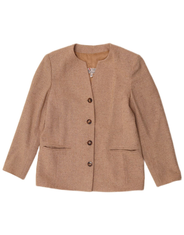 Jaqueta blazer feminina vintage com 4 botões IT 46 grande bege salpicado