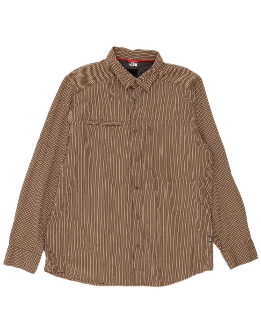 Camisa masculina The North Face grande listra marrom de nylon