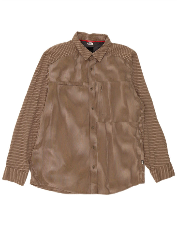 Camisa masculina The North Face grande listra marrom de nylon