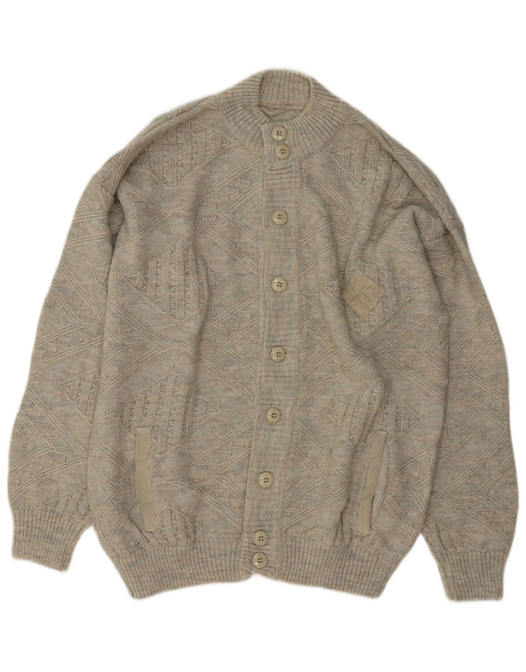 Suéter cardigã masculino vintage IT 52 grande lã cinza