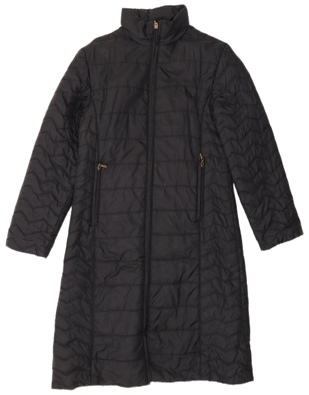 Casaco acolchoado feminino Zara UK 14 grande nylon preto