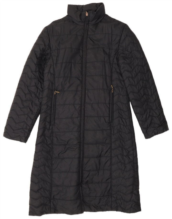 Casaco acolchoado feminino Zara UK 14 grande nylon preto
