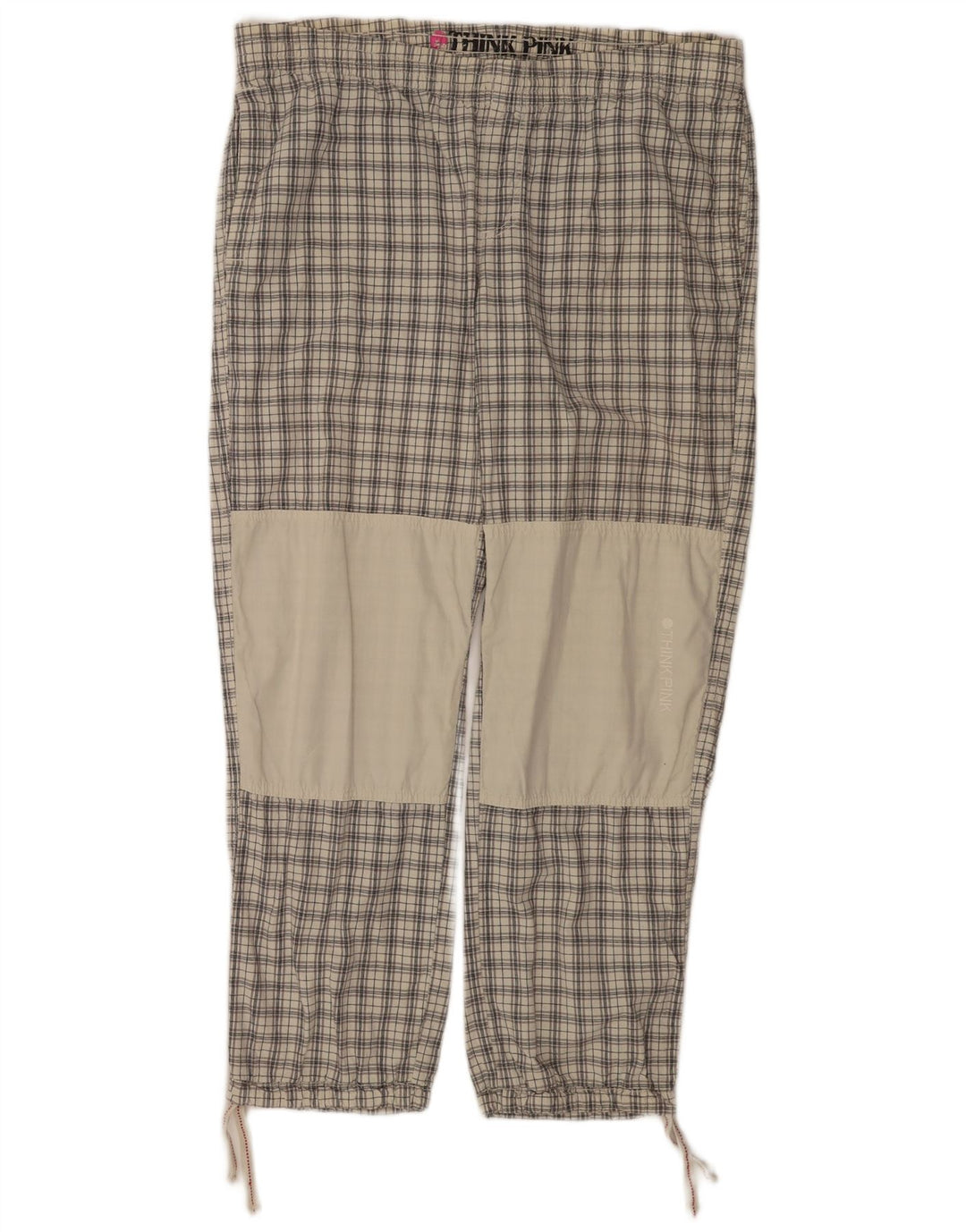Calça jogger masculina Think Pink grande W36 L28 cinza xadrez