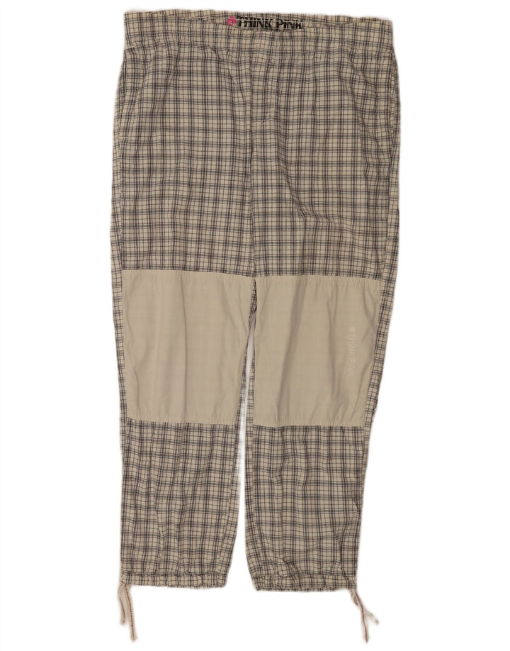 Calça jogger masculina Think Pink grande W36 L28 cinza xadrez