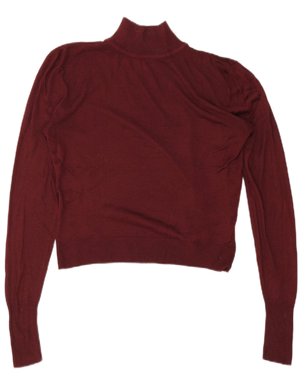 Suéter feminino Zara com gola alta e gola alta, Reino Unido 10 pequeno Borgonha