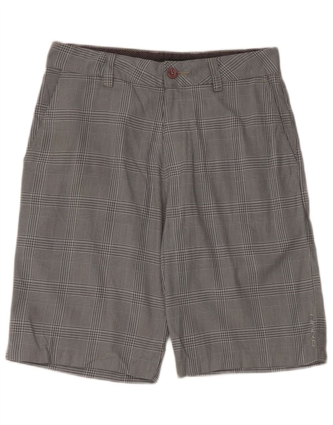 Shorts Chino feminino O'Neill W30 poliéster xadrez cinza médio