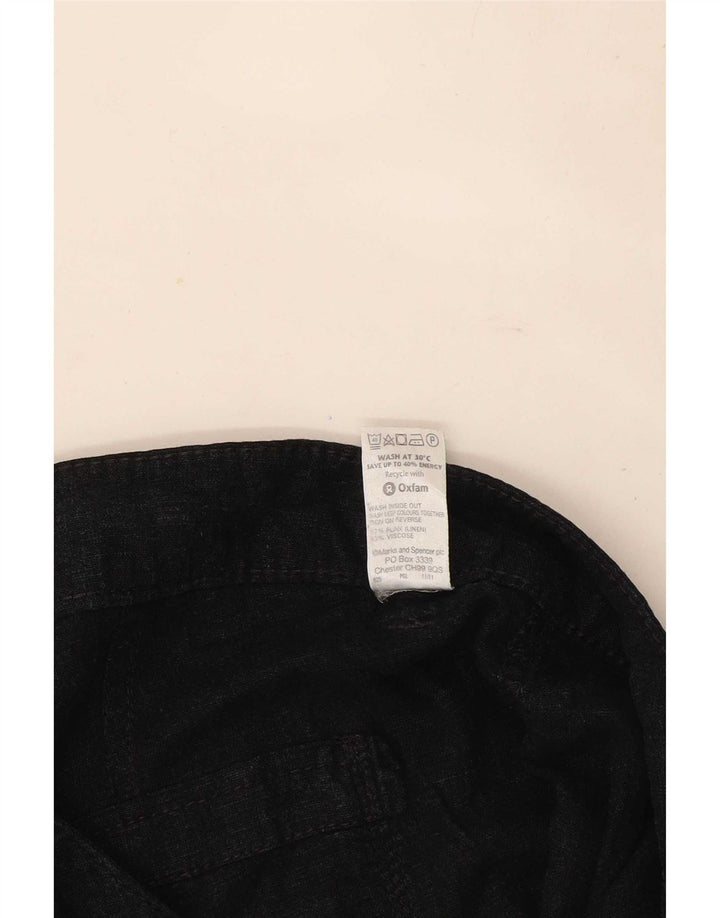 Calça capri feminina Marks & Spencer Reino Unido 12 médio W32 linho preto