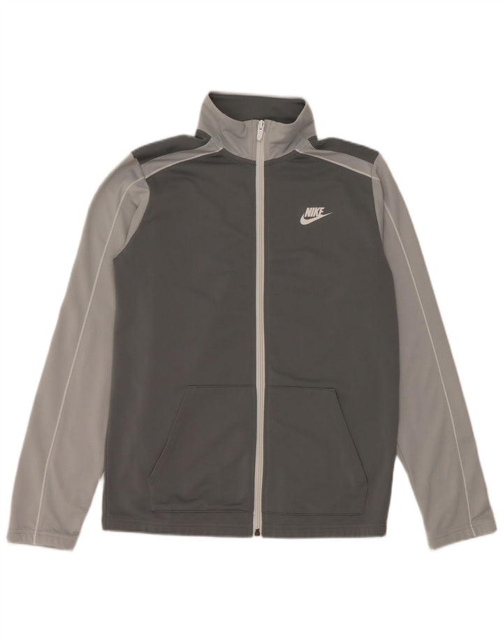 NIKE Boys Tracksuit Top Jacket 13-14 Anos XL Cinza Poliéster