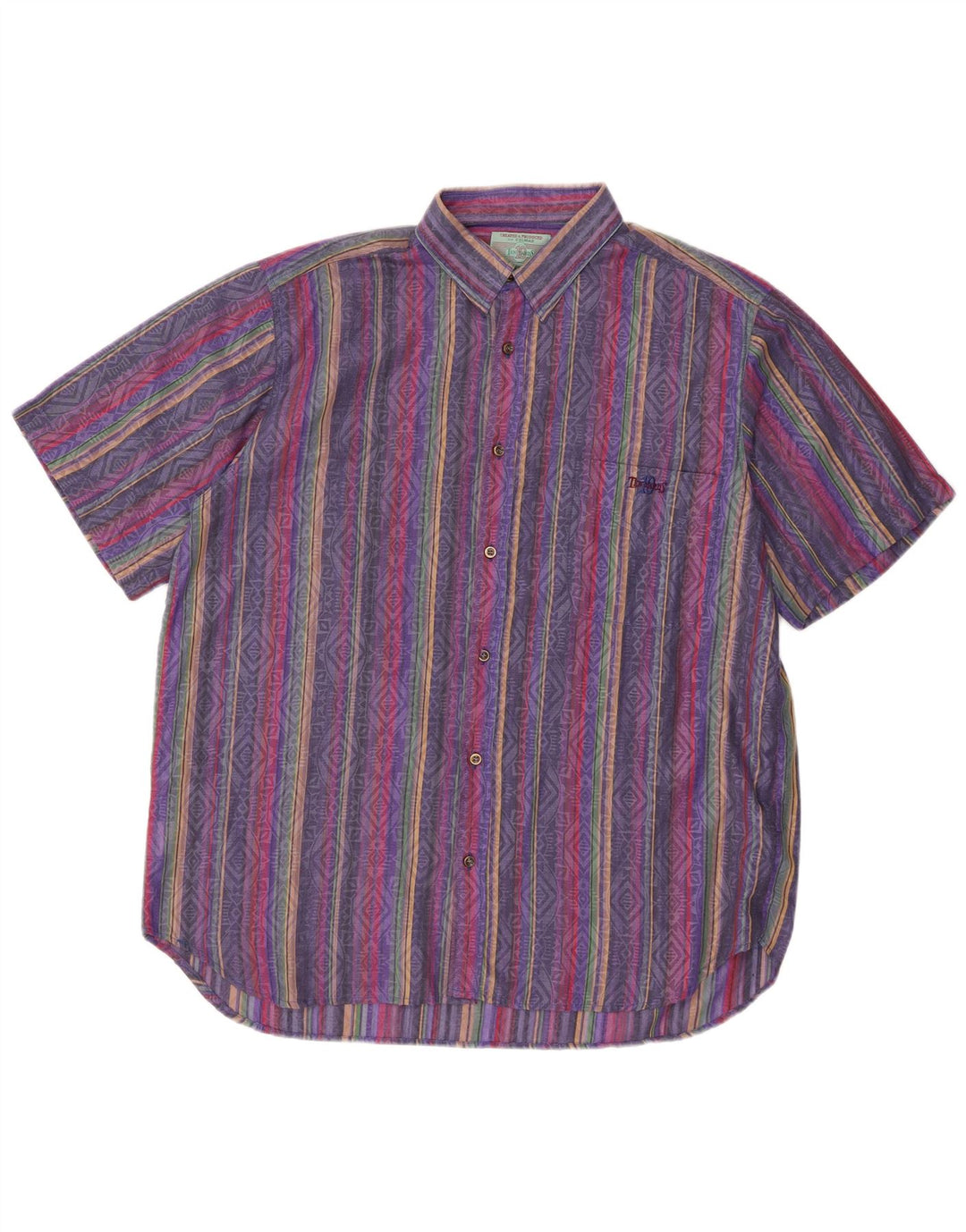 Camisa masculina Colmar Ten Yards de manga curta em poliéster listrado roxo médio