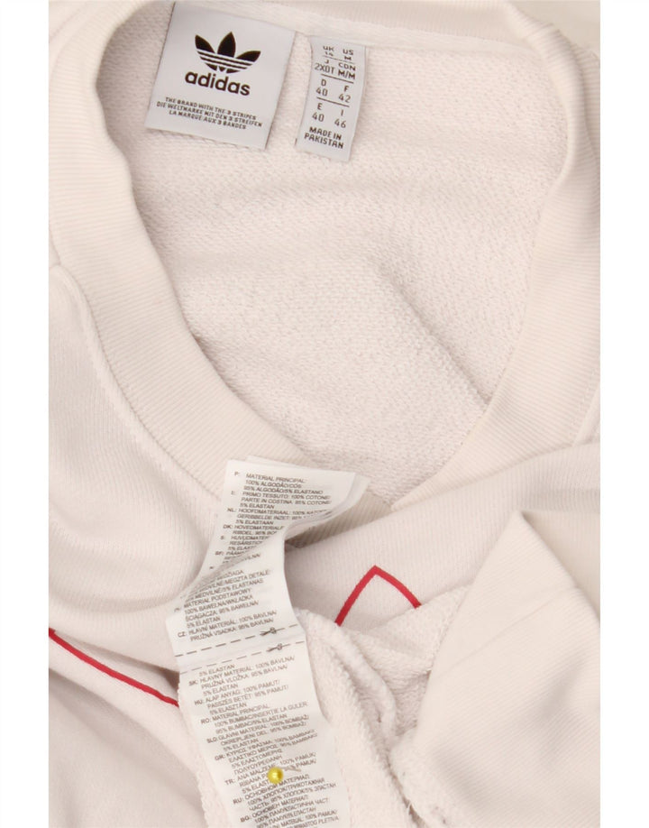ADIDAS Womens Graphic Sweatshirt Jumper UK 14 Grande Algodão Branco