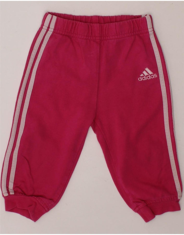 ADIDAS Baby Girls Joggers Tracksuit Trousers 6-9 Months Pink Cotton Vintage Adidas and Second-Hand Adidas from Messina Hembry 